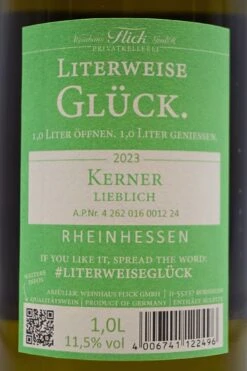 Weinhaus Flick - KERNER Lieblich Literweise Glück -Der Schnapsstodl Verkäufe 23FlickKerner3