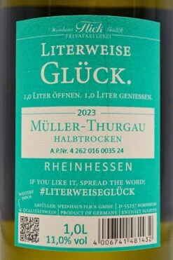 Weinhaus Flick - MÜLLER THRUGAU Halbtrocken Literweise Glück 13 Weinhaus Flick - MÜLLER THRUGAU Halbtrocken Literweise Glück -Der Schnapsstodl Verkäufe 23FlickMTH3