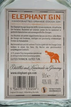 Elephant Gin - Orange Cocoa Gin 10 Elephant Gin - Orange Cocoa Gin -Der Schnapsstodl Verkäufe ElephantOrangeCocoa3