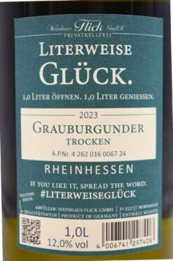 Weinhaus Flick - GRAUER BURGUNDER Literweise Glück 2023 10 Weinhaus Flick - GRAUER BURGUNDER Literweise Glück 2023 -Der Schnapsstodl Verkäufe Flick23GrauerBurgunde3