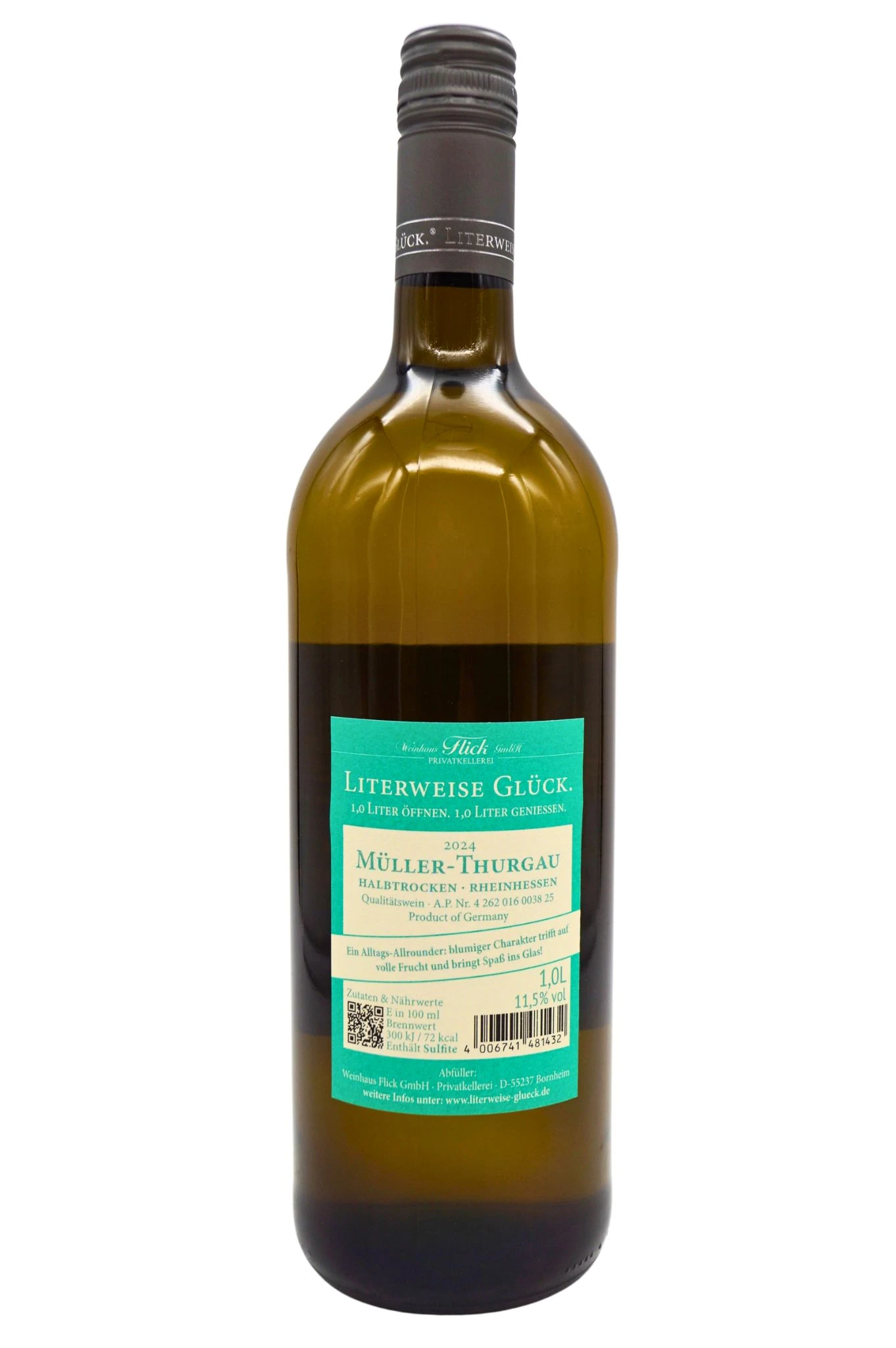 Weinhaus Flick - MÜLLER THRUGAU Halbtrocken Literweise Glück 5 Weinhaus Flick - MÜLLER THRUGAU Halbtrocken Literweise Glück – Bild 3