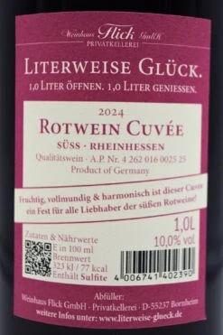Weinhaus Flick - ROTWEIN CUVÉE Süss Literweise Glück 2024 -Der Schnapsstodl Verkäufe FlickRotweinCuveeSss3