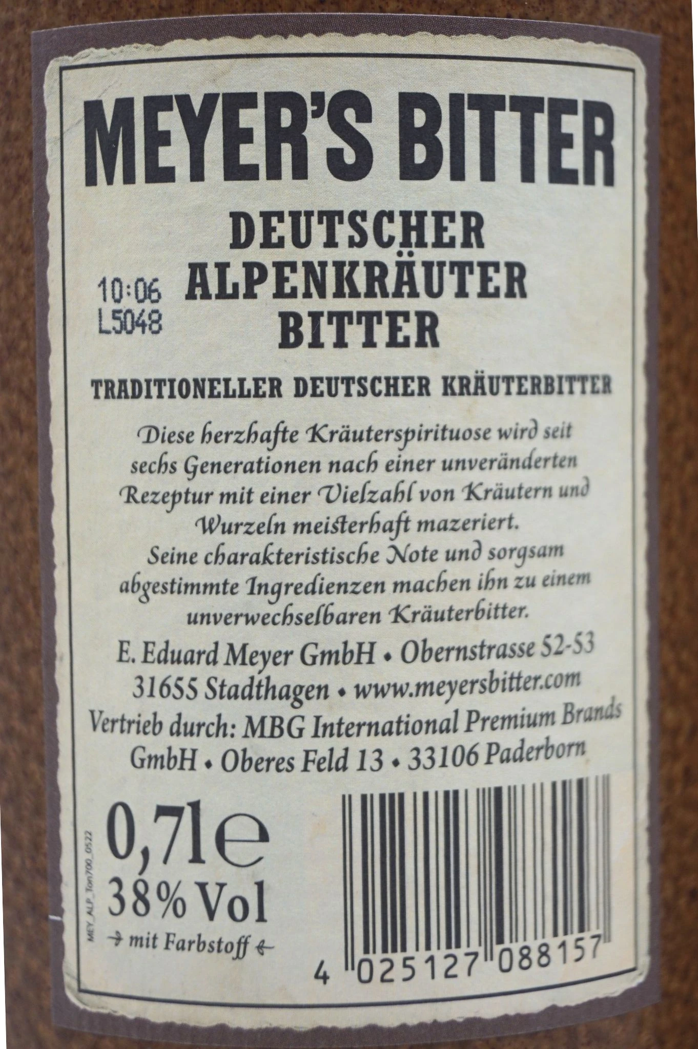 Meyers Bitter - Deutsche Alpenkräuter Likör 6 Meyers Bitter - Deutsche Alpenkräuter Likör – Bild 4