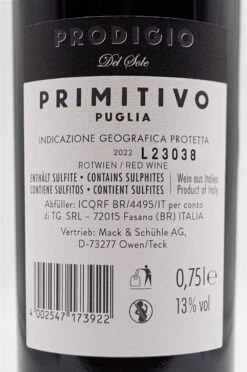 Latentia Winery - Primitivo Del Sole Prodigio Puglia 2022 -Der Schnapsstodl Verkäufe dsc08520