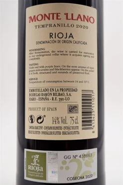 Ramon Bilbao - Monte Llano Rioja TEMPRANILLO 2020 -Der Schnapsstodl Verkäufe dsc09555